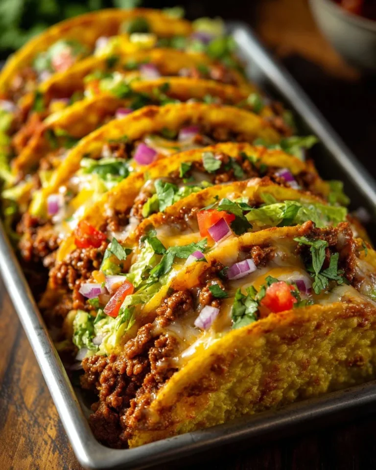 Oven-baked cheesy tacos filled with cheese and toppings, crispy and delicious