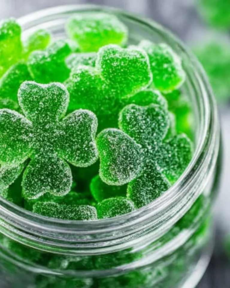 Shamrock homemade gummies made with Jello, perfect for parties and festive occasions.