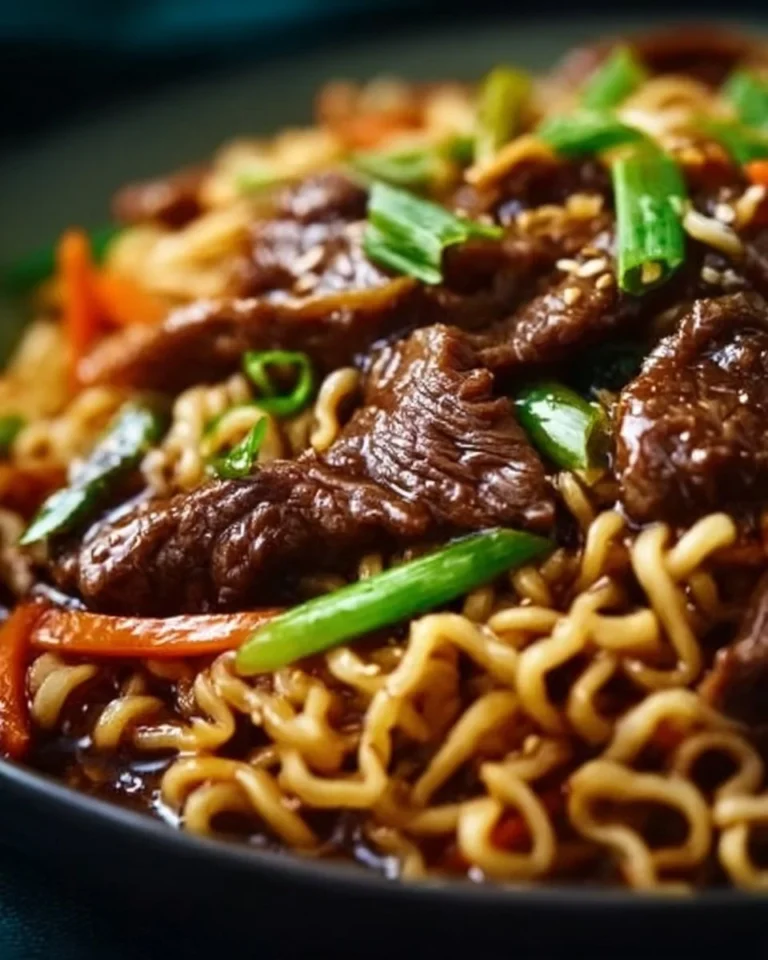 Slow Cooker Beef Ramen Noodles cooked to perfection in a bowl.