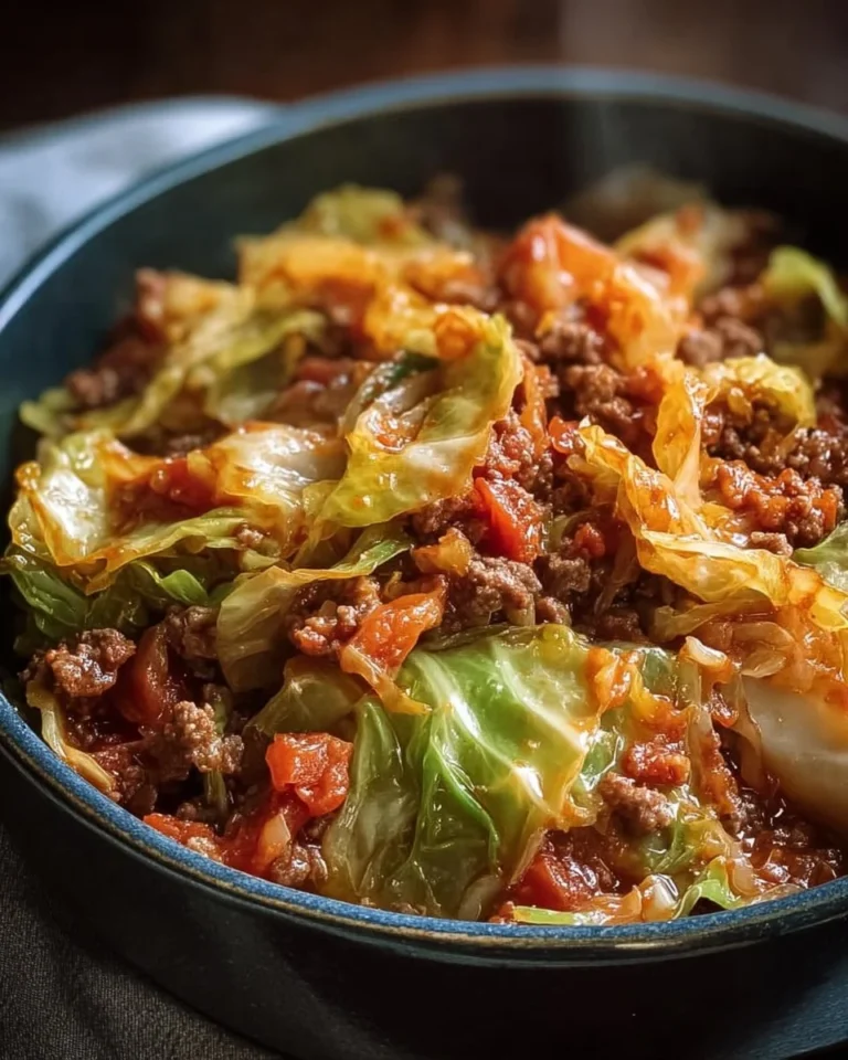 Bowl of slow cooker unstuffed cabbage rolls with garnishes