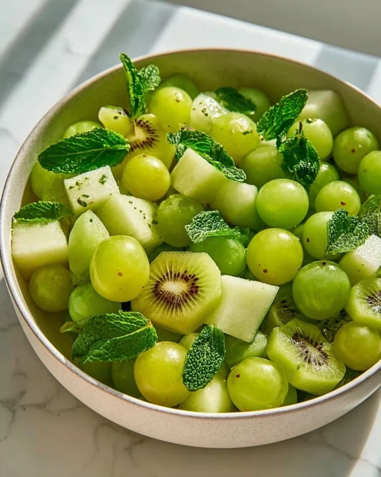 Fresh and vibrant St. Patrick's Day green fruit salad with assorted fruits