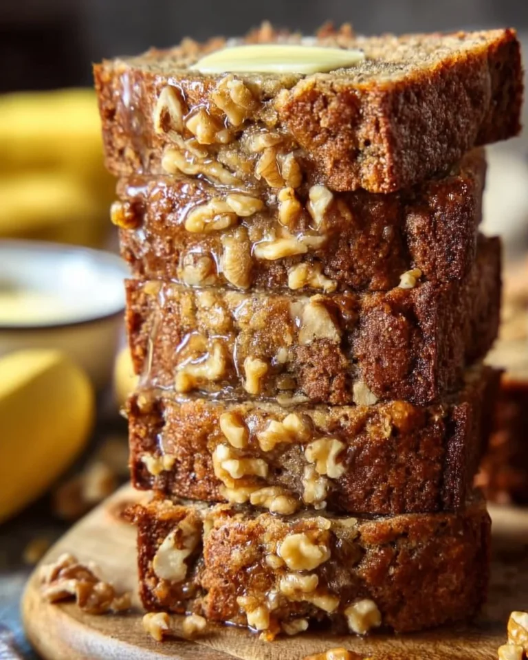 Delicious homemade Starbucks Copycat Banana Bread slice on a wooden table