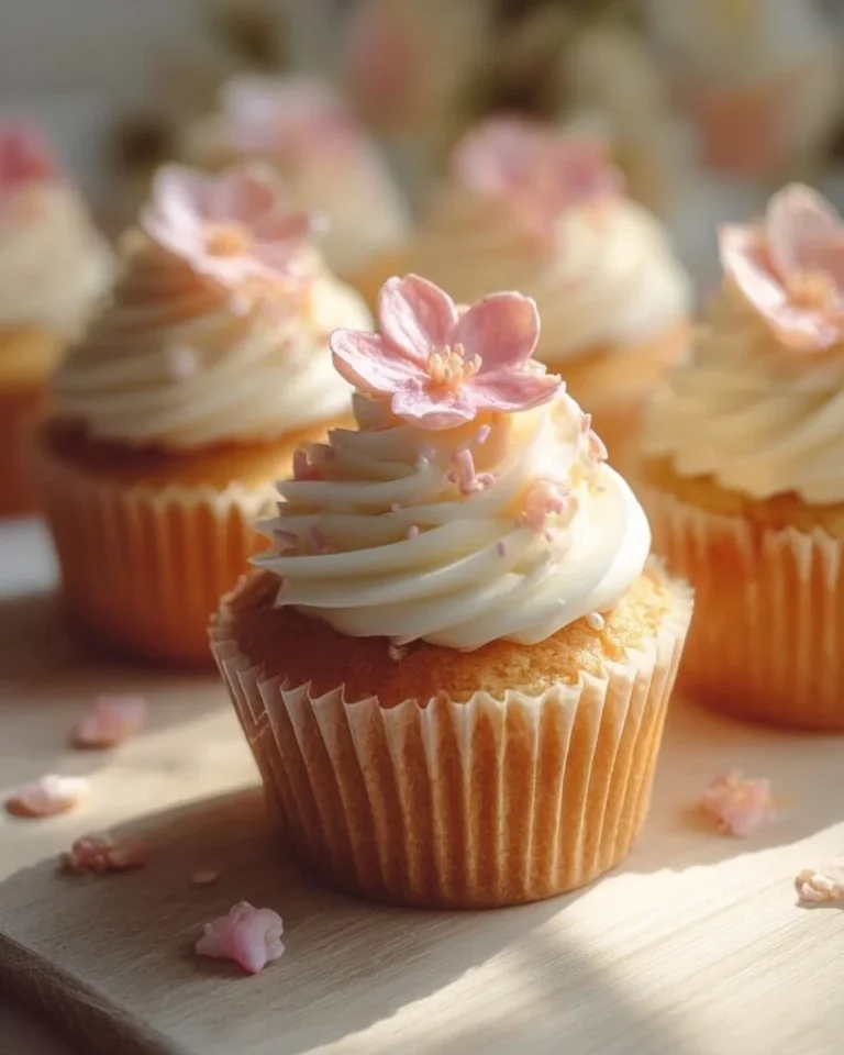 Vanilla Baby Bloom Cupcakes beautifully decorated for a celebration