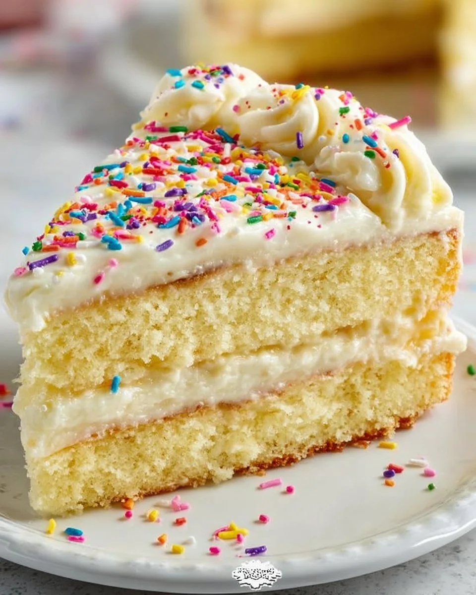 Delicious homemade Vanilla Sheet Cake inspired by Costco's recipe.