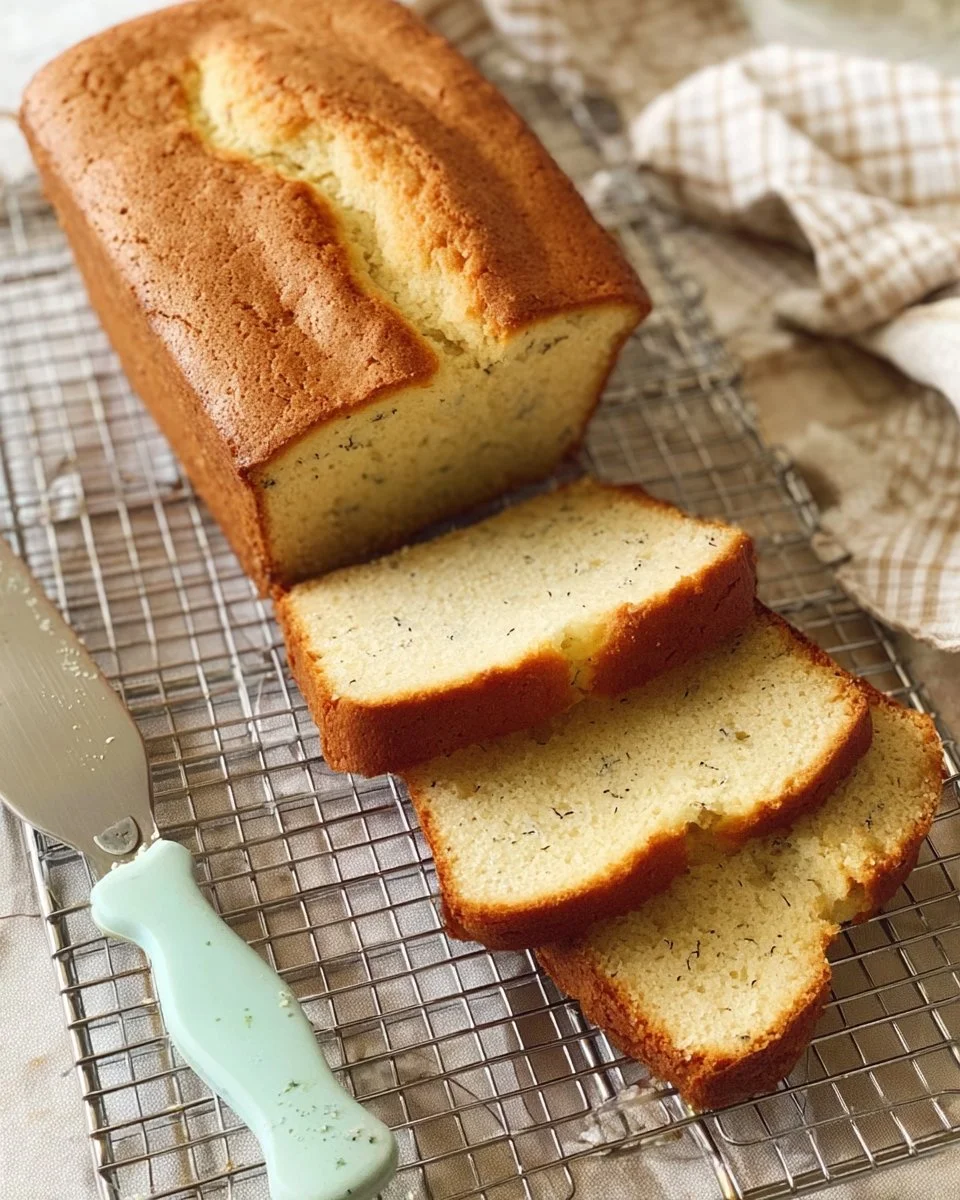 Sliced Almond Poppy Seed Bread on a wooden board with almonds and poppy seeds