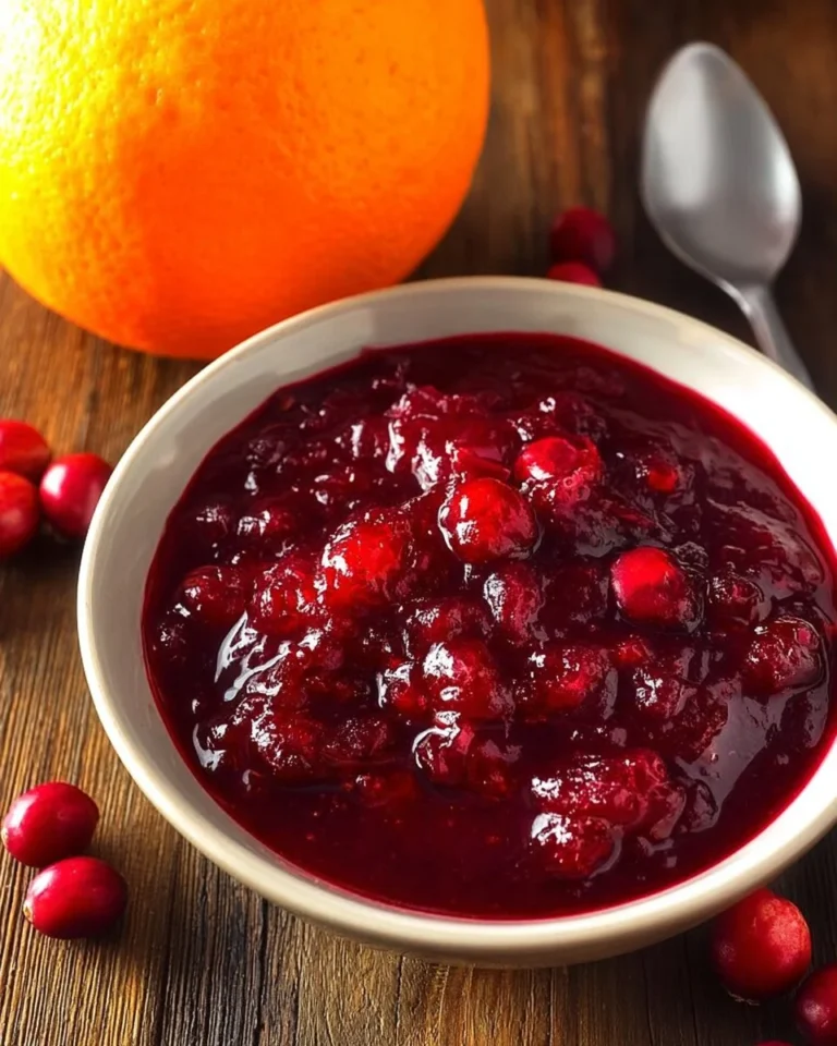 Bowl of easy homemade cranberry sauce with fresh ingredients