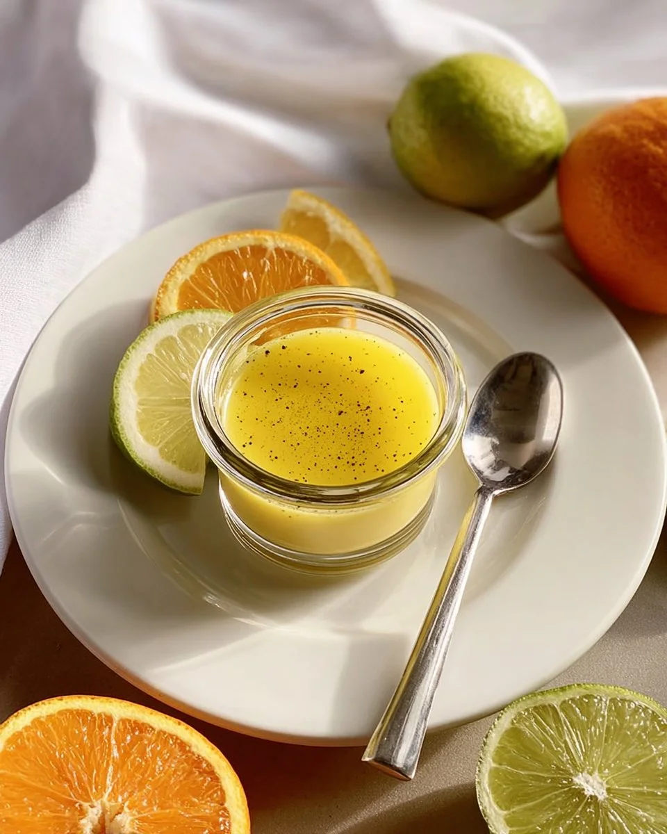 Honey Citrus Poppy Seed Dressing in a glass jar with fresh citrus fruits