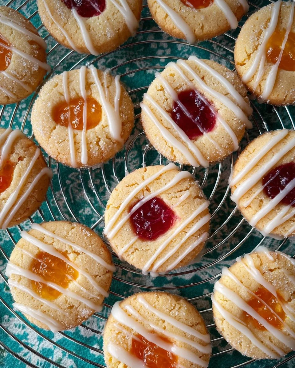 Delicious jam-filled thumbprint cookies on a plate