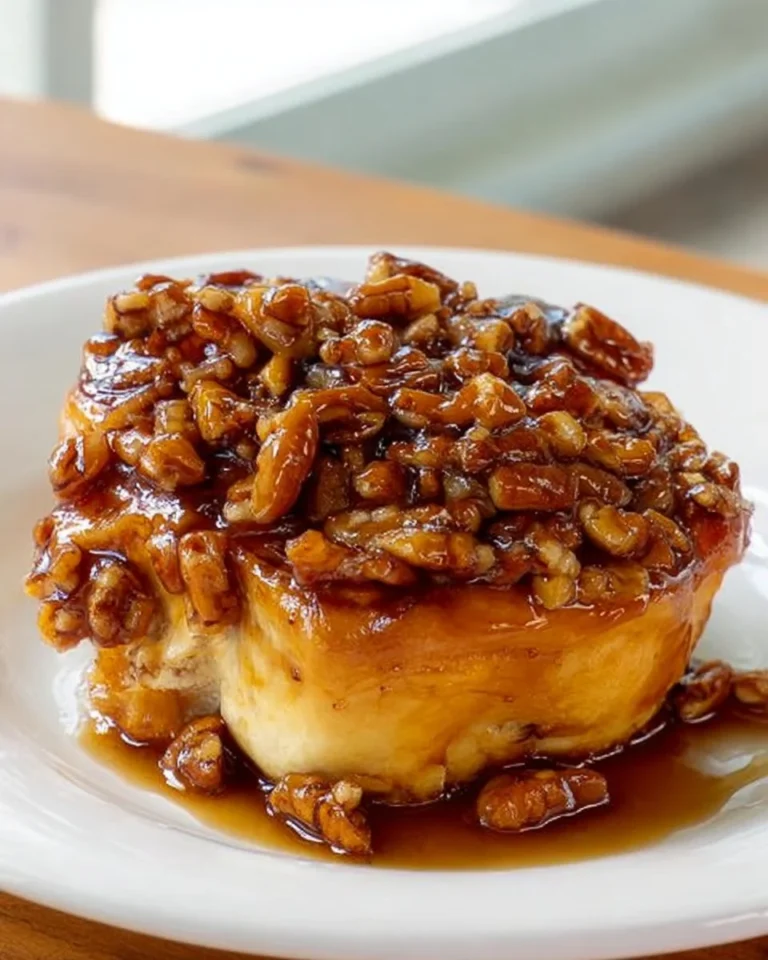 Overnight pecan pie French toast topped with pecans and syrup