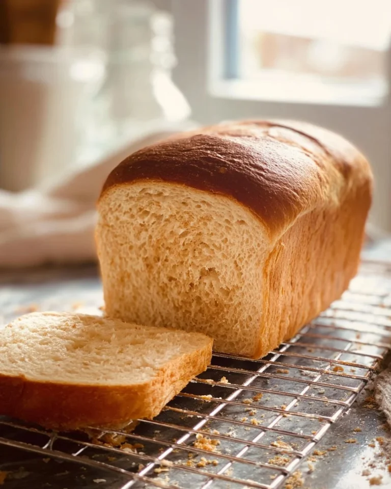 Homemade honey wheat bread loaf on a wooden cutting board