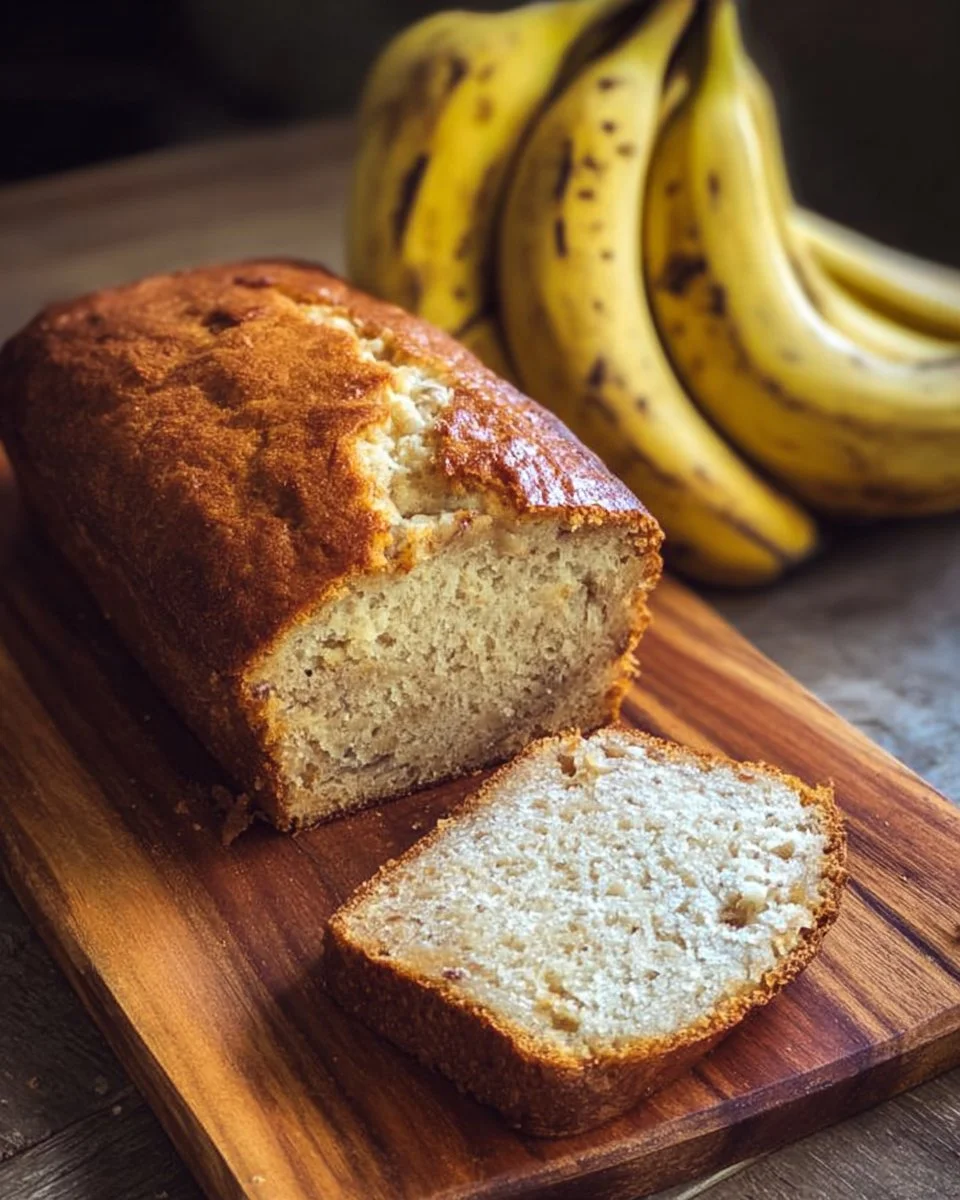 Freshly baked moist banana bread sliced and ready to serve