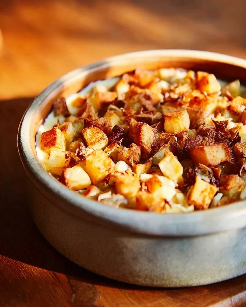 A delicious serving of Favorite Things Casserole with colorful ingredients.