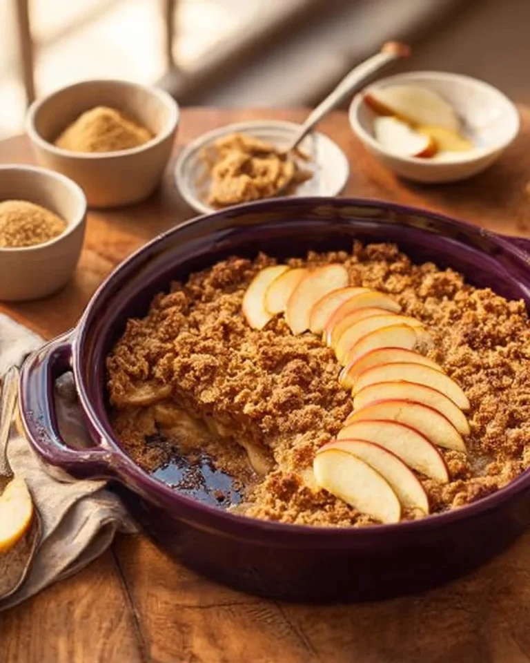 A bowl of Apple Cinnamon Baked Oatmeal topped with apple slices and cinnamon