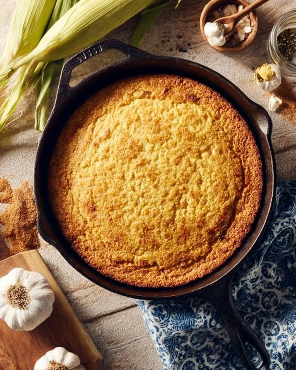 Delicious Corn Tamale Casserole with Garlic served in a dish