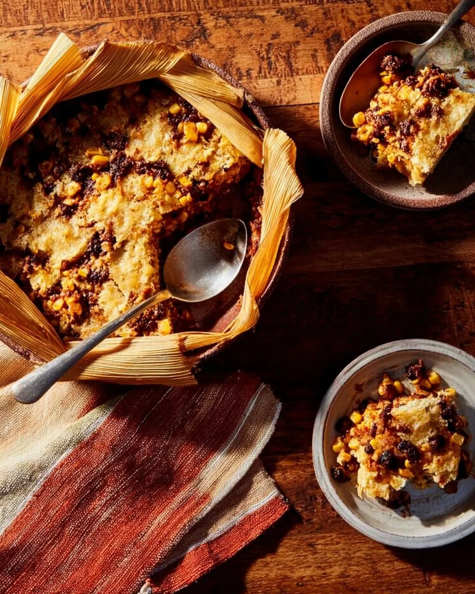 Delicious Mexican Tamal Casserole served in a vibrant dish